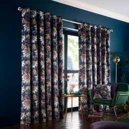 Pasionaria Midnight Eyelet Curtains and Cushion by Studio g
